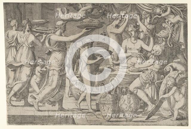 Mars and Venus Being Served at Table by Cupid, 1540-56. Creator: Leon Davent.
