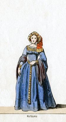 Lady-in-waiting, costume design for Shakespeare's play, Henry VIII, 19th century. Artist: Unknown