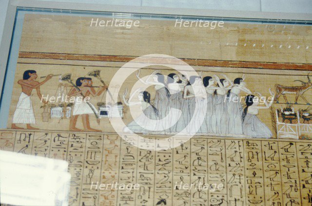 Papyrus of Ani,  Mourners Ancient Egyptian Funeral Procession, c1250 BC. Artist: Unknown.