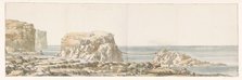 View of rock detached from shore in a cove on Gozo, 1778.  Creator: Louis Ducros.