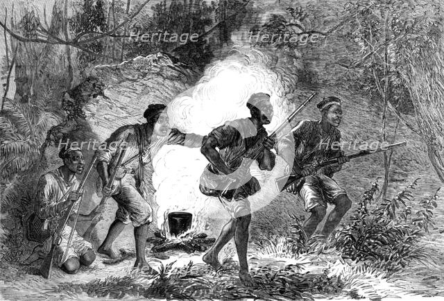 The Ashantee War - sketches by our special artist: a night alarm, 1874. Creator: Unknown.