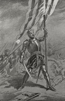 King Peter IV of Aragon, (1319-1387) at the Battle of Mislata (9 December 1348), 1890. Creator: Joan Serra y Pausas.