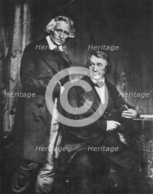 The Brothers Grimm, German authors, 1847. Artist: Hermann Biow