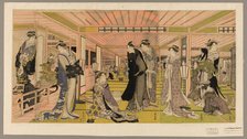 The parlor of a brothel in the pleasure quarters, c. 1789/1801. Creator: Utagawa Toyokuni I.