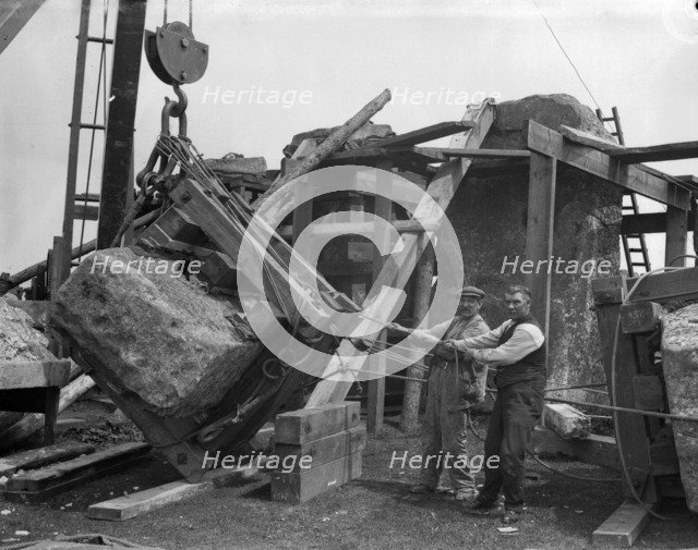 Restoration work at Stonehenge, Amesbury, Wiltshire, 1919-1920. Artist: A Trowbridge