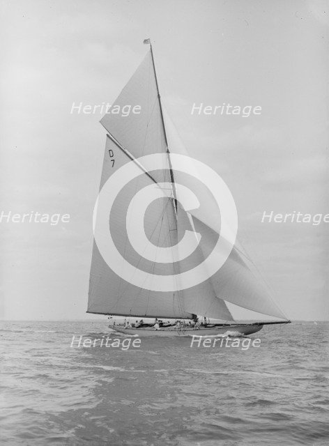 The 15 Metre 'Istria' sailing close-hauled, 1913.  Creator: Kirk & Sons of Cowes.