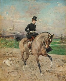 Horsewoman. (Alice Régnault on horseback), 1878. Creator: Boldini, Giovanni (1842-1931).