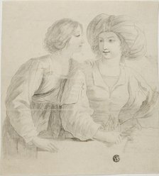 Two Young Women, One Wearing Turban, in Conversation, n.d. Creator: Unknown.