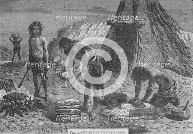 Primitive breadmaking, 1894. Artist: Unknown.