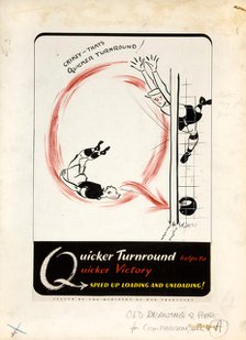 'Quicker turnround helps to quicker victory. Speed up,,,', WWII poster, between 1939 and 1946. Creators: Central Office of Information, Unknown.