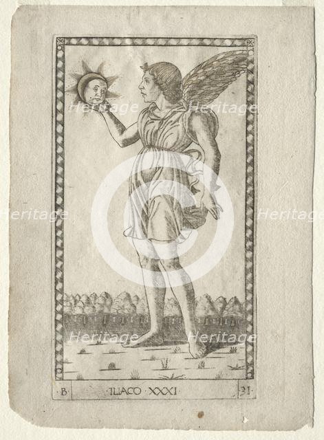 Genius of the Sun (from the Tarocchi, series B: Cosmic Principles & Virtues, #31), before 1467. Creator: Master of the E-Series Tarocchi (Italian, 15th century).