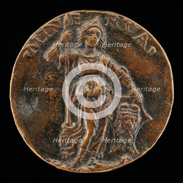 Minerva Resting on a Spear and Shield [reverse], c. 1490/1495. Creator: Unknown.