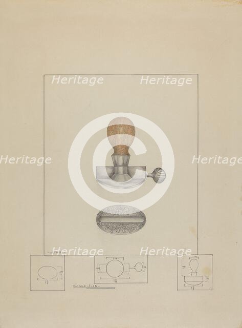 Pewter Stamp, c. 1937. Creator: Henry Meyers.