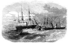 The Running Down of the Brigantine "Virtue" by the "Resolute" Transport, in Kingstown Harbour, 1856. Creator: Smyth.