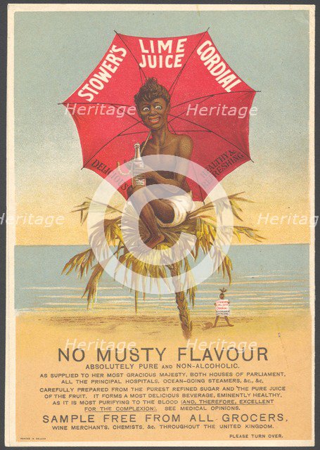 Stower's Lime Juice Cordial, 1890s. Artist: Unknown