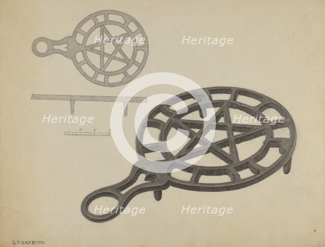 Pa. German Flat-iron Holder, c. 1938. Creator: Gordon Sanborn.