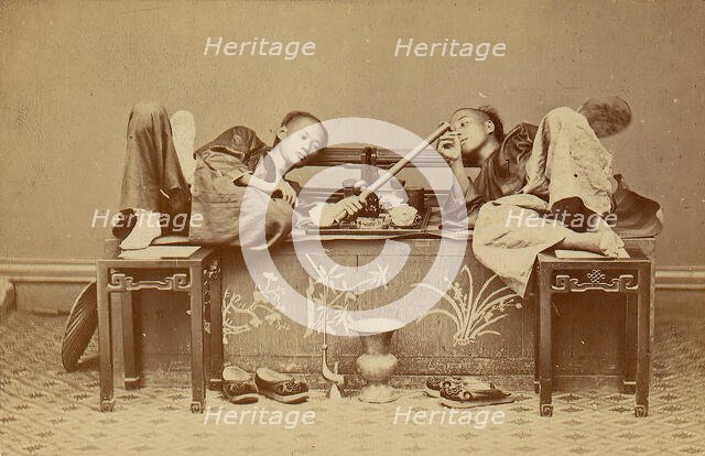 [Opium Smokers], 1870s. Creator: Pun-Lun.