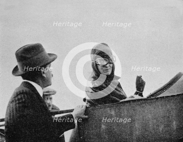 Miss Trehawke-Davies in the passenger's seat of one of her Bleriot monoplanes, 1913 (1934). Artist: Flight Photo.