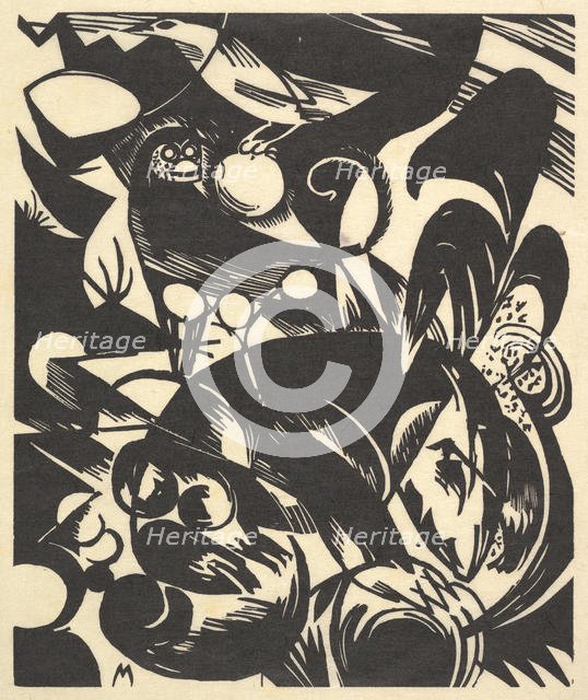 Creation I from the portfolio "New Eu..., 1914 (posthumously printed in 1921 and published in 1922). Creator: Franz Marc.