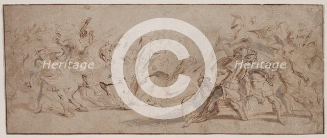 Reconciliation of the Romans and the Sabines (recto) Venus Disarming Mars, Drapery Study (verso) . Creator: Peter Paul Rubens (Flemish, 1577-1640).