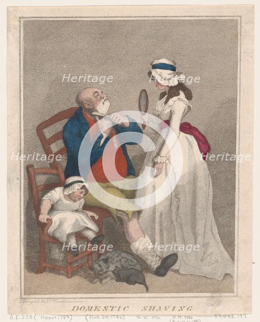 Domestic Shaving, August 21, 1786., August 21, 1786. Creator: Thomas Rowlandson.