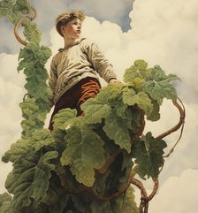 AI Image - Illustration of Jack and the Beanstalk, 2023. Creator: Heritage Images.