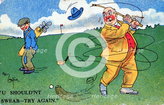 Postcard with golfing theme, c1900s-c1910s. Artist: Unknown