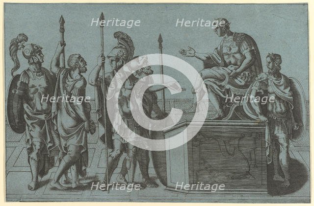 Roman Soldiers Before an Emperor, before 1540 (?). Creator: Giorgio Ghisi.