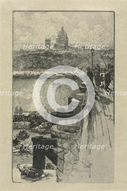 [Fishermen on a Pier, Paris]. Creator: Auguste Louis Lepère (French, 1849-1918).