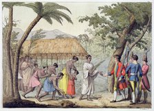 Captain Samuel Wallis being received by Queen Oberea on the Island of Tahiti, 1767 (19th century). Artist: Gallo Gallina
