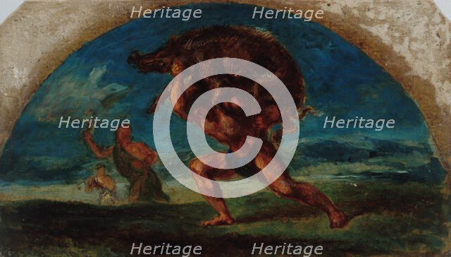 Esquisse pour le salon de la Paix de l'Hôtel de Ville de Paris : Hercule et le..., c.1852-1854. Creator: Pierre Andrieu.