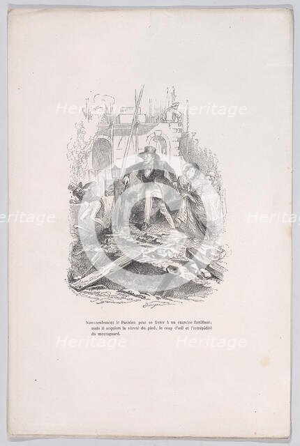 Not only can the Parisian engage in a strengthening exercise; but he acquires the safety o..., 1843. Creator: Jean Ignace Isidore Gerard.