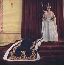 Queen Elizabeth II in coronation robes, 1953. Artist: Sterling Henry Nahum Baron.