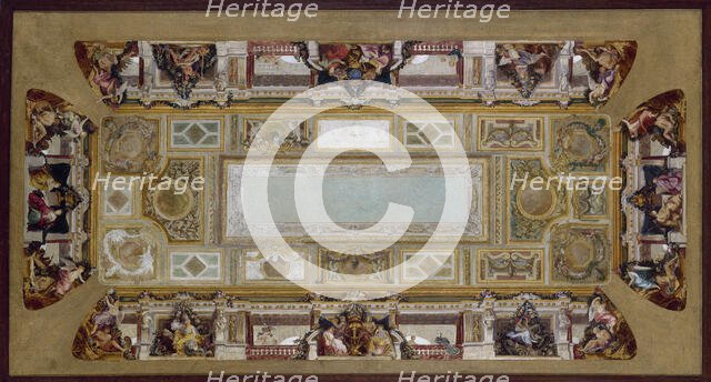 Sketch for the vault of the Palais Rose staircase, 1896, 1896. Creator: Hector d' Espouy.