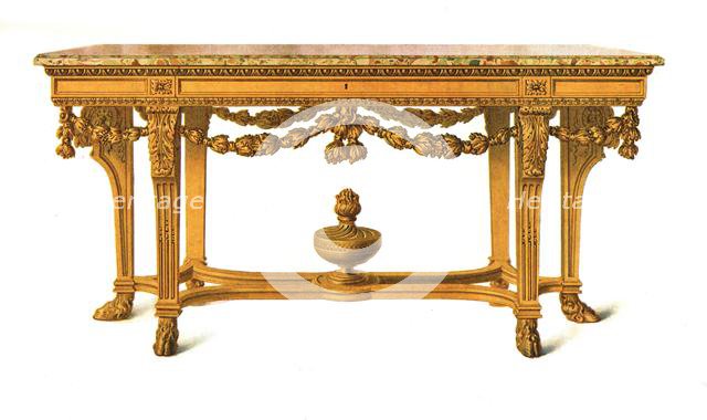 Gilt Table with Marble Top, 1908. Creator: Shirley Slocombe.