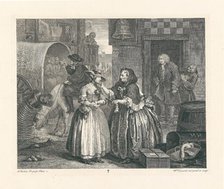 A Harlot's Progress. Plate 1: Moll Hackabout arrives in London at the Bell Inn, Cheapside, 1732. Creator: Hogarth, William (1697-1764).