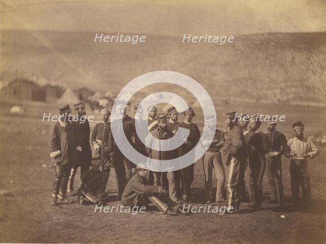 Col. Doherty, Officers and Men. 13th Light Dragoons., 1855. Creator: Roger Fenton.