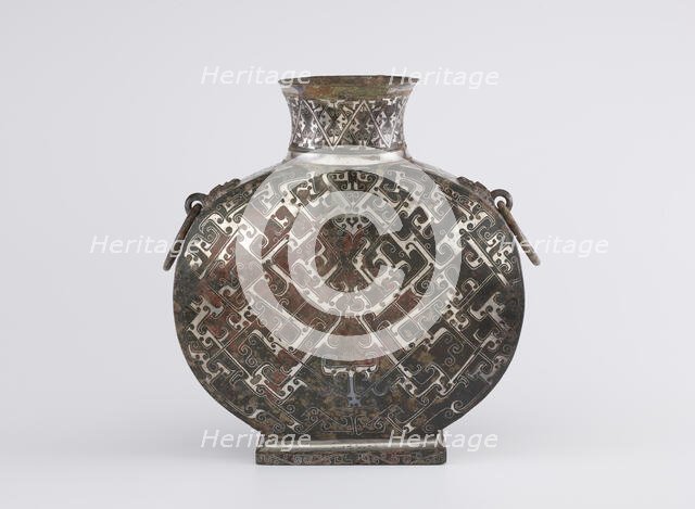 Wine flask (bianhu) with geometric decoration, Late Eastern Zhou dynasty, ca. 3rd century BCE. Creator: Unknown.