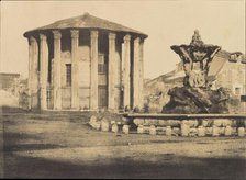 Temple of Vesta and Fountain, Piazza Bocca della Verita, ca. 1855. Creator: Attributed to Firmin-Eugène Le Dien.