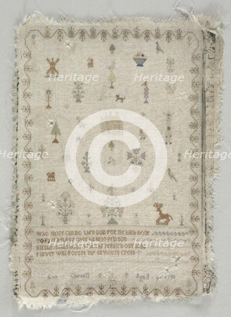 Sampler, 1798. Creator: Unknown.
