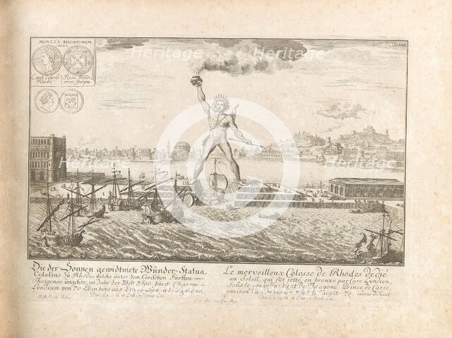 The Colossus of Rhodes. From "Entwurff einer historischen Architektur", 1725. Creator: Fischer von Erlach, Johann Bernhard (1656-1723).