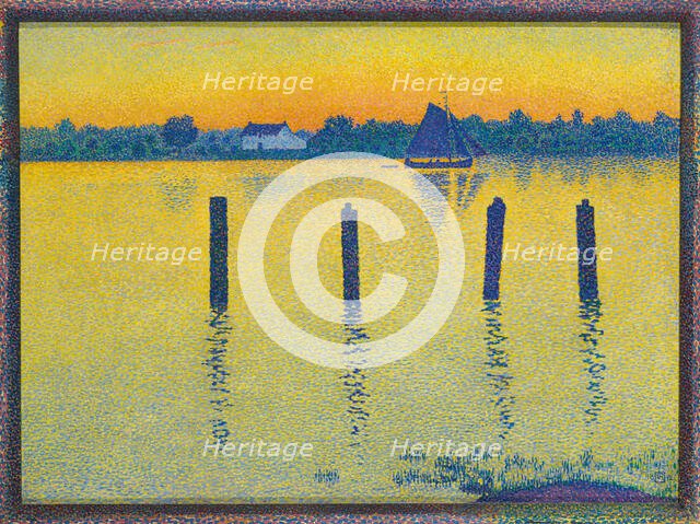 Voilier sur l'Escaut (Sailing Boat on the River Escaut), 1892. Creator: Rysselberghe, Théo van (1862-1926).