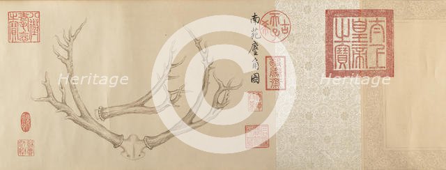 Two Paintings of Deer Antlers, dated 1762 and 1767. Creator: Emperor Qianlong.
