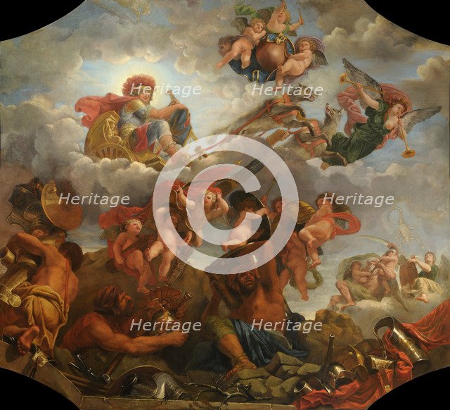 Mars on his chariot pulled by wolves, 1673. Artist: Audran, Claude, the Younger (1639-1684)