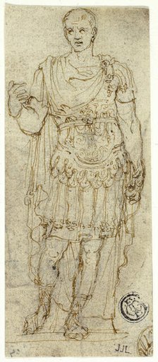 Statue of Augustus Caesar (recto and verso), n.d. (recto); Late 16th c.(verso). Creator: Unknown.