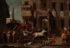 The Race of the Berber Horses in Rome . Creator: Miel, Jan (1599-1664).