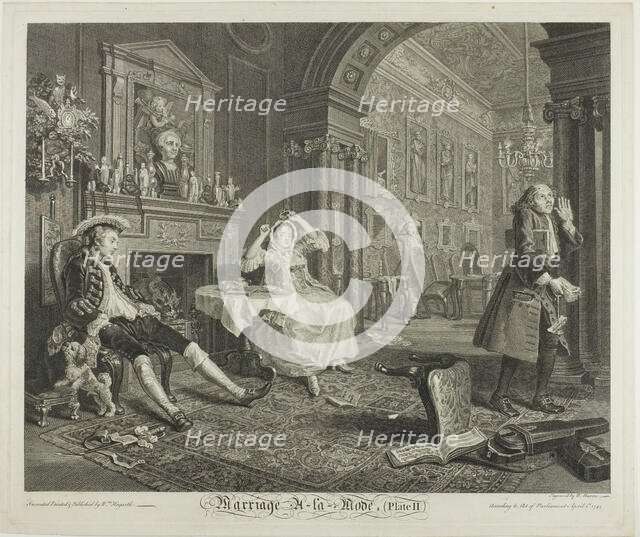 Plate Two, from Marriage à la Mode, 1745. Creator: Bernard Baron.