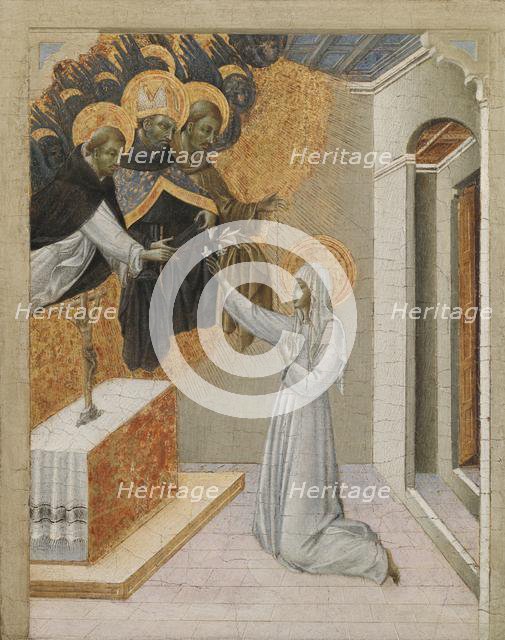 Predella Panel from an Altarpiece: St. Catherine of Siena Invested with the Dominican Habit, 1460s. Creator: Giovanni di Paolo (Italian, c. 1403-1482).