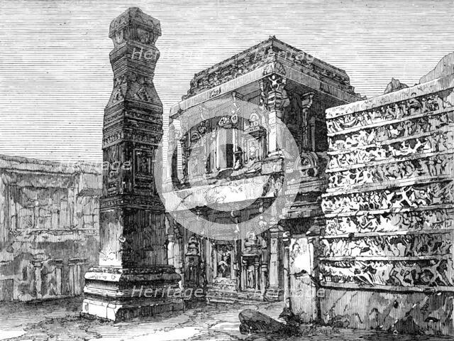 Indian Architecture: the Kylas at Ellora, (Hindu, ninth or tenth century), 1870. Creator: Unknown.