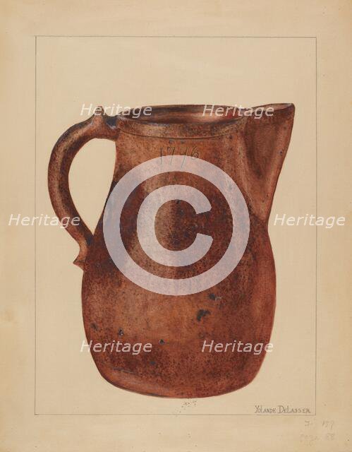 Pitcher, c. 1937. Creator: Yolande Delasser.